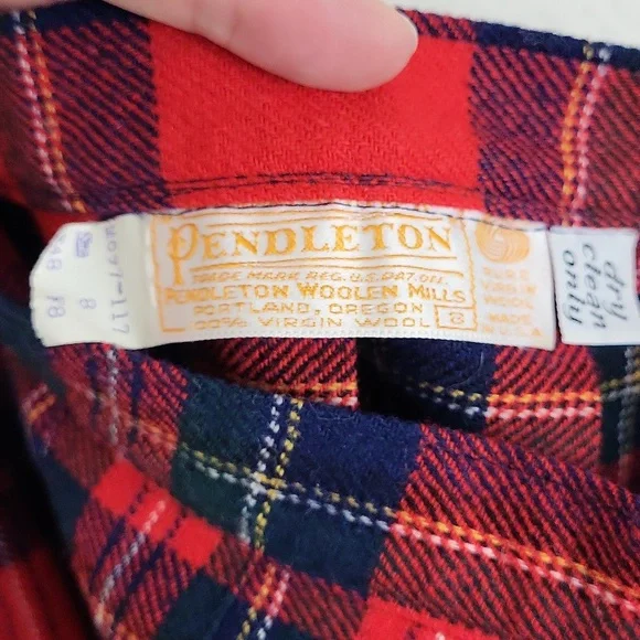 Pendleton 100% Wool Long Skirt Pleated Plaid Red 25" Waist - Picture 6 of 6